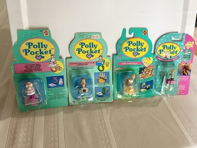 Polly Pocket Ring Set of 4 MOC Bluebird Mattel Toys VTG Ballerina Bride Present 