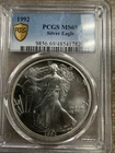 1992 American Silver Eagle $1 Silver Coin PCGS MS69 Blue Label- Gold Shield