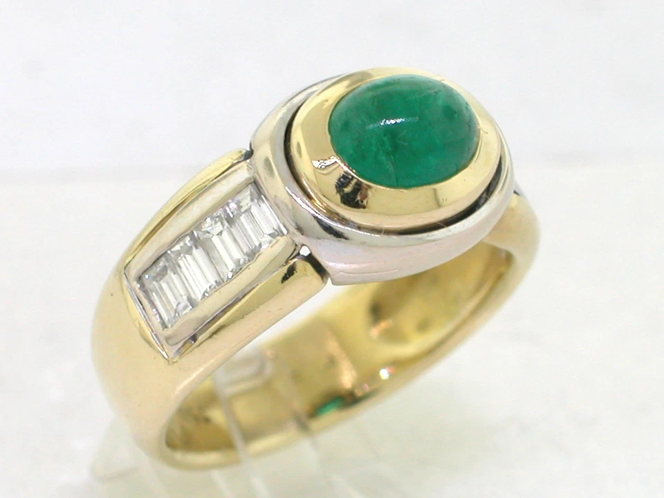 Smaragd Diamant Ring 750 Gelbgold Weißgold Smaragd 8 Diamanten Zertifikat - Bild 2 von 4