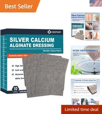 Calcium Alginate Silver Wound Dressings 10 Pack - 4"x4" Soft Pads for All Wounds