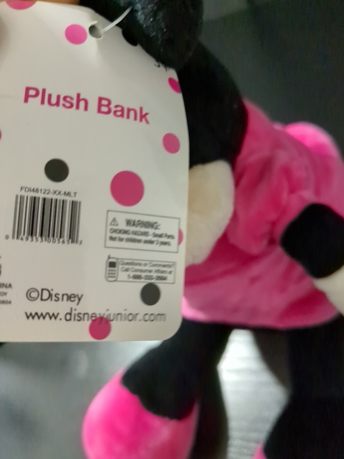 Disney Junior 10” MINNIE MOUSE Stuffed Plush Pink Coin Piggy Bank Doll MZB