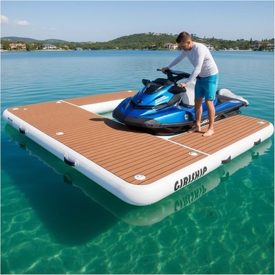 8.5Ft U-Shaped Inflatable Jet Ski Dock, Heavy Duty Floating PWC Docking Station