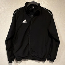 adidas Men's Size S Black/White Full-Zip Track Jacket Logo, Stand-Up Collar