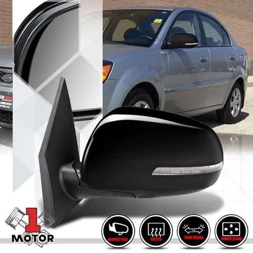 [Left] Driver Side Power+Heated Door Mirror OE Style Signal for 10-11 Kia Rio