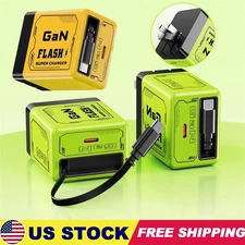 2 in 1 Gan Charger(Type C/L), 120W Compatible Fast, Retractable Wall NEW