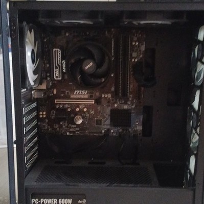 MSI Desktop-PC Tower schwarz mit MSI A320M PRO-VH Mainboard, Glas-Seite