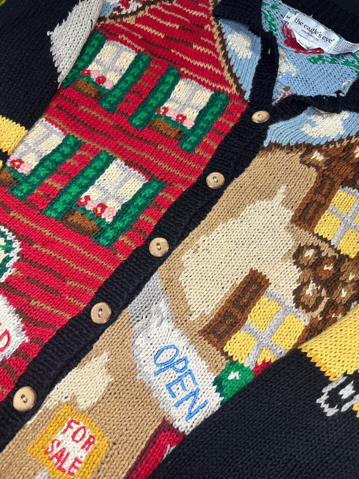 vintage 1993 The Eagles Eye cardigan sweater size M Realtor Realty Home 90s knit