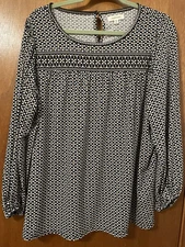 Max Studio Plus Size Long Sleeve Top Button Back Relaxed Fit Slimming Size 1x