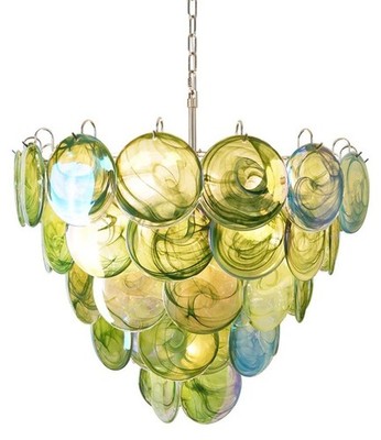 Ellie grüne Murano- Glas Pendelleuchte mit runden Scheiben