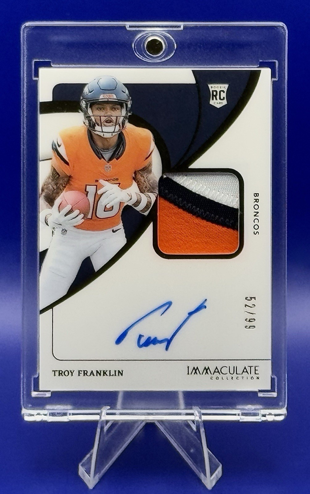 2024 Immaculate Troy Franklin True RPA On-Card Auto 3-Color Patch /99 #113 RC 🏆
