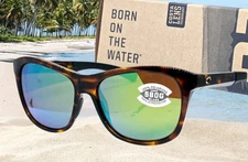 COSTA DEL MAR tortoise/green mirror VELA polarized 580G sunglasses NEW IN BOX!