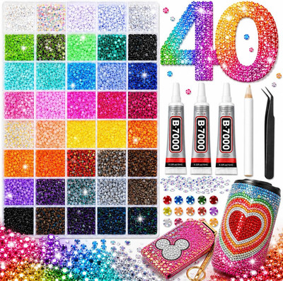 40000Pcs 40 Colors Jelly Resin Kit, Bedazzling Kit, Bedazzler Kit