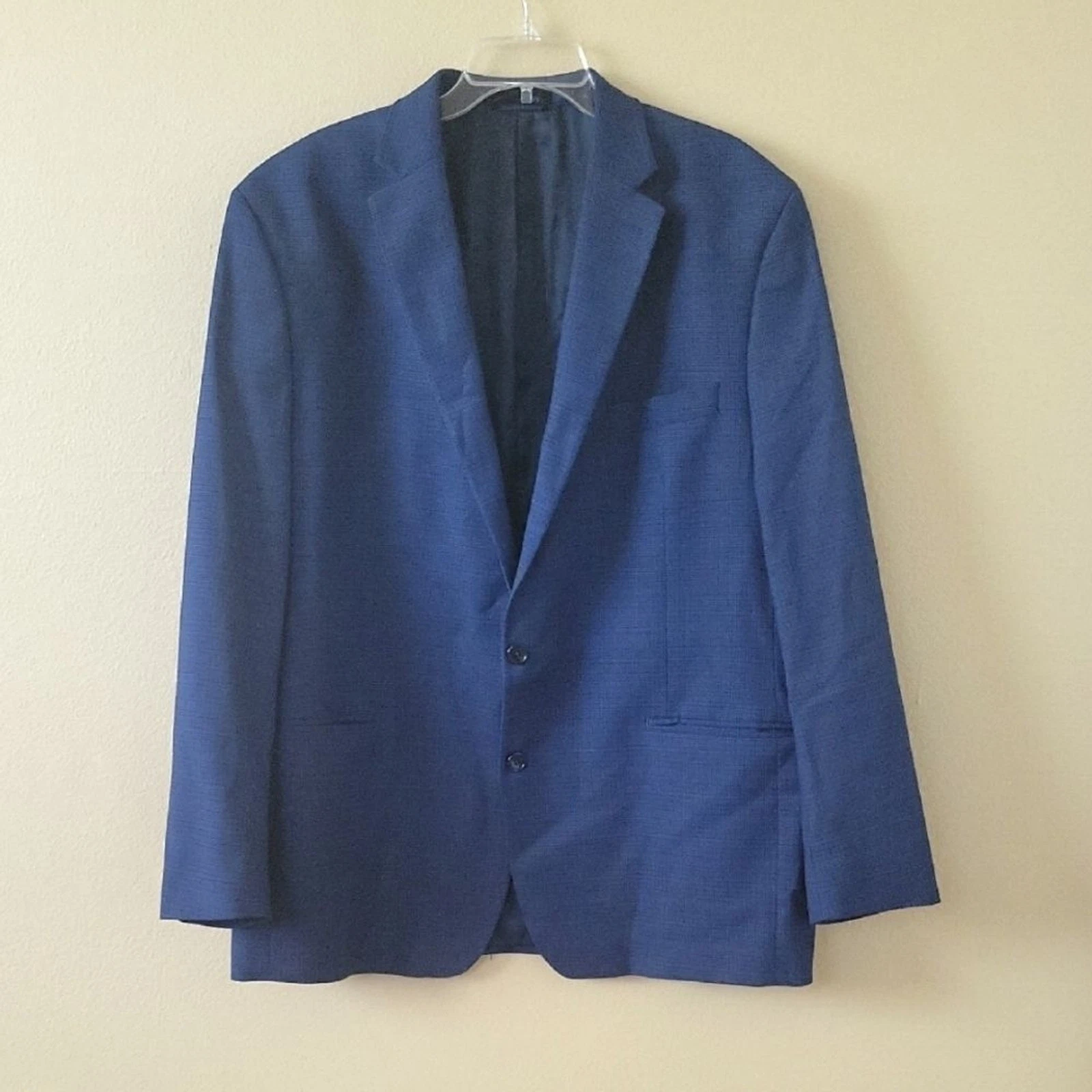 Lauren Ralph Lauren Mens Navy Blue Plaid Two Button Blazer Office - Size 46L