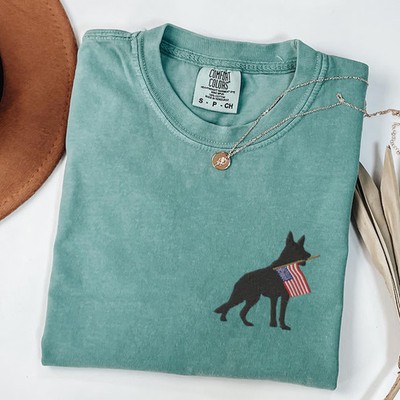 German Shepherd USA Flag Comfort Tee Patriotic Dog Lover Shirt Gift