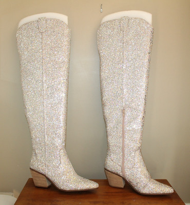 Betsey Johnson 24'' Over The Knee Boots Sb-Rodeo Sparkly Rhinestones Womens 10 M