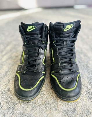 Nike Dunk Sky High Cut Out Premium Black Volt Green Shoes 644411-002 Size 10.5