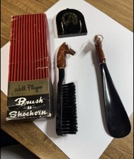Vintage Horse Head Equestrian Clothes Brush  Shoehorn Wall Plaque JAPAN