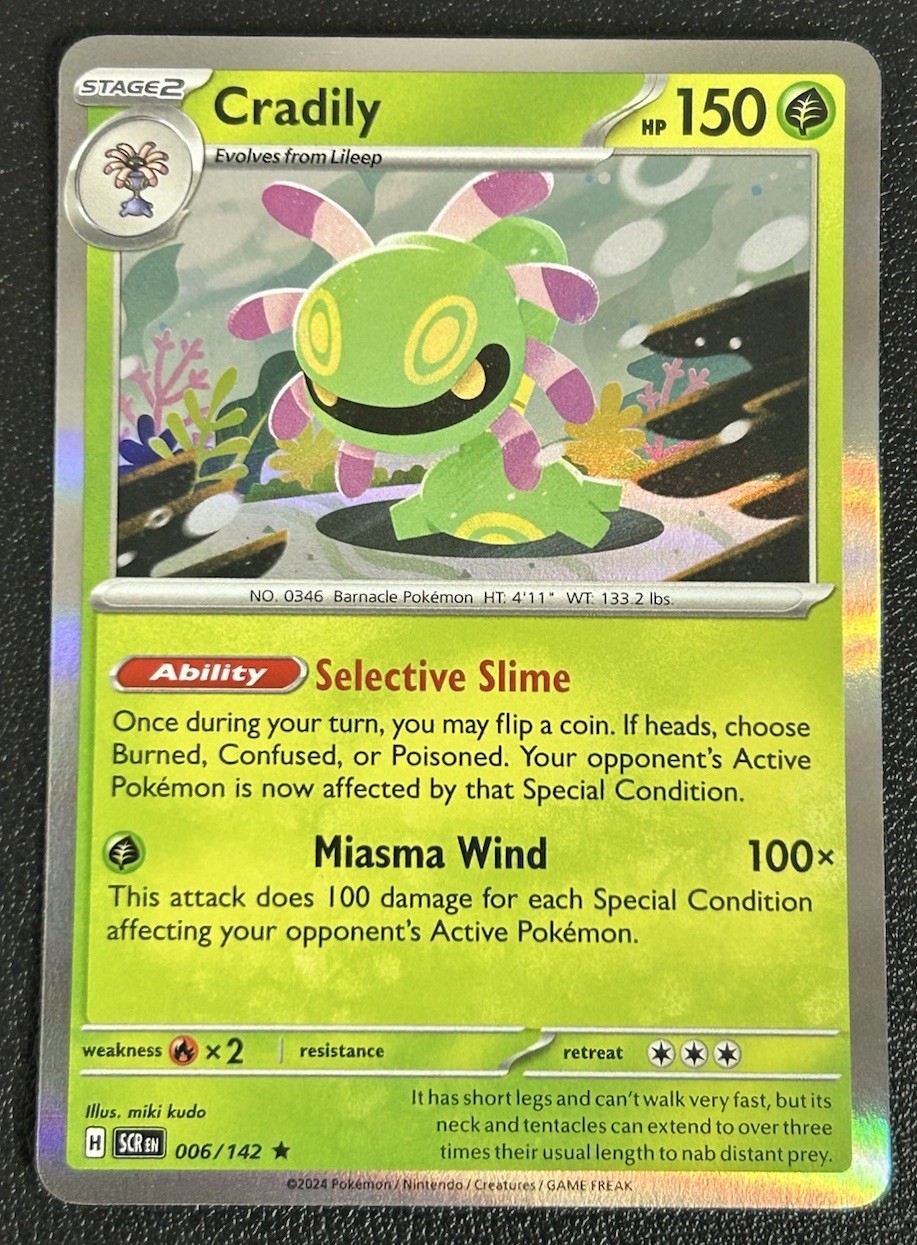 Cradily 006/142 Stellar Crown Holo Rare Pokemon TCG Card NM