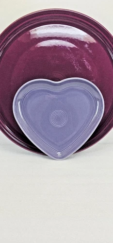 FIESTA 9" HEART plate BOWL lavender purple NEW 1st