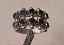 Sterling Silver Native American Unbranded 2 Row Green Turquoise Dot Size 6 Ring