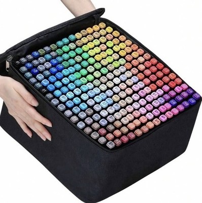 Multicolor Dual Tip Markers Set w/ Carrying Case, Chisel & Fine Tips