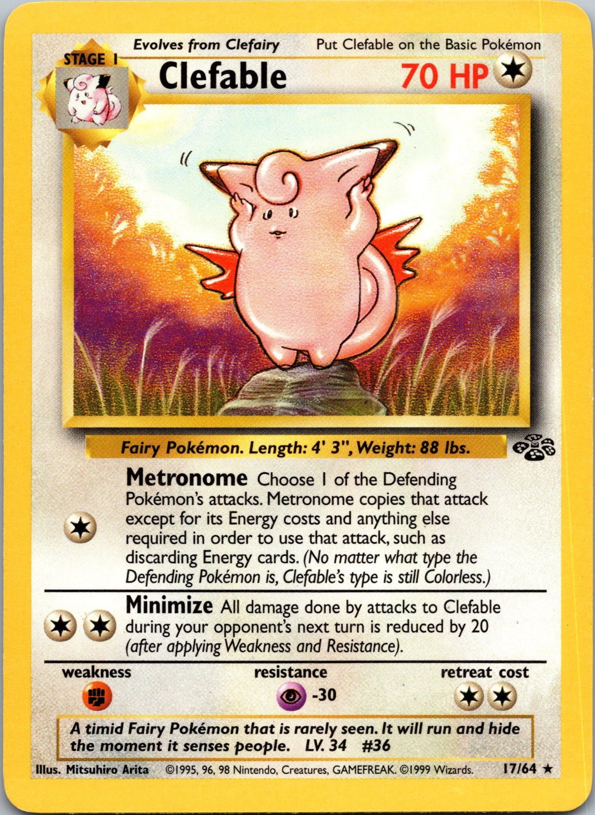 Clefable (17) JU #17/64 Rare Unlimited MP Pokemon