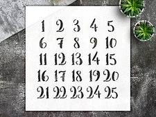 Christmas Countdown Numerals Wall Art Reusable Stencil - StencilAir