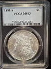1881-S MORGAN DOLLAR, PCGS MS63. Strong Toning on the Back