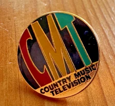Vintage CMT Country Music Television Gold Tone Lapel Pin