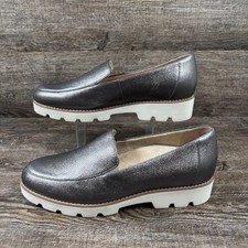 Vionic Kensley Loafers Women's 8 Pewter Metallic Shoes Slip On Lug Sole