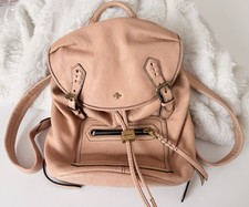 Oryany Leather Backpack Blush Pink Drawstring Bag Gold Hardware Boho Chic