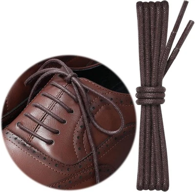 PUZEAM 2 Pairs Dress Shoe Laces for Mens Leather Shoes 1/8" 31Inch(80cm), Dark Brown