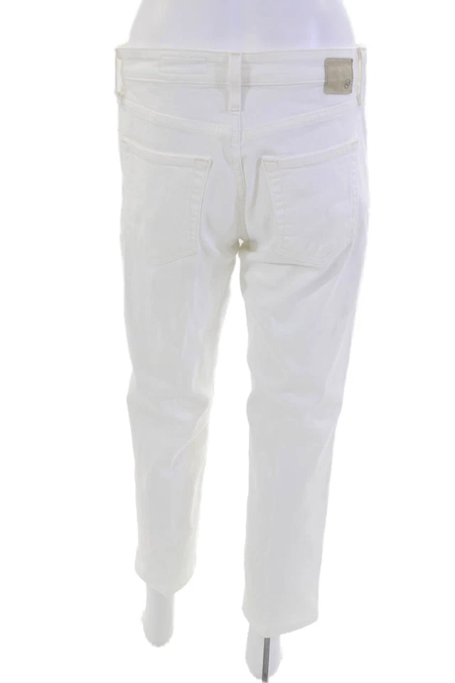 Jeans Adriano Goldschmied feminino algodão com zíper forrado com botão reto branco tamanho EUR - Imagem 3 de 4