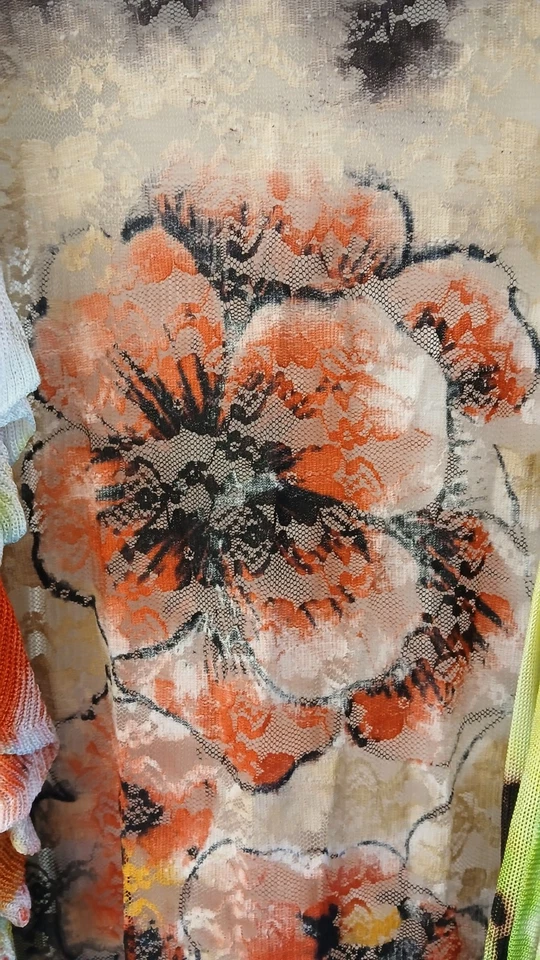 Cárdigan con espalda de encaje estampado audaz ADORE - Talla grande Foto 3 de 4