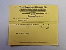 Vintage Receipt The Dobson Evans Co. School Supplies Columbus OH 1937   5629