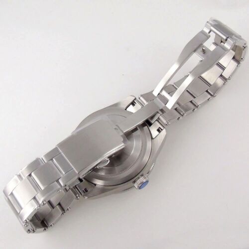 Steel 39mm Silver Watch Case Domed Sapphire Glass 24H Fixed Bezel Fit NH35 NH34 - Picture 6 of 13