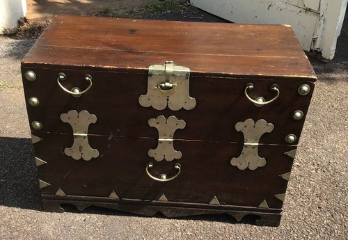Antique Chinese Camphor Wood Campaign Chest No Drawers