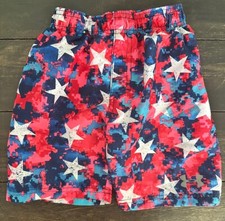 UA Under Armour Swim Trunks Boys Size 4 Red White Blue Stars Bathing Suit Shorts