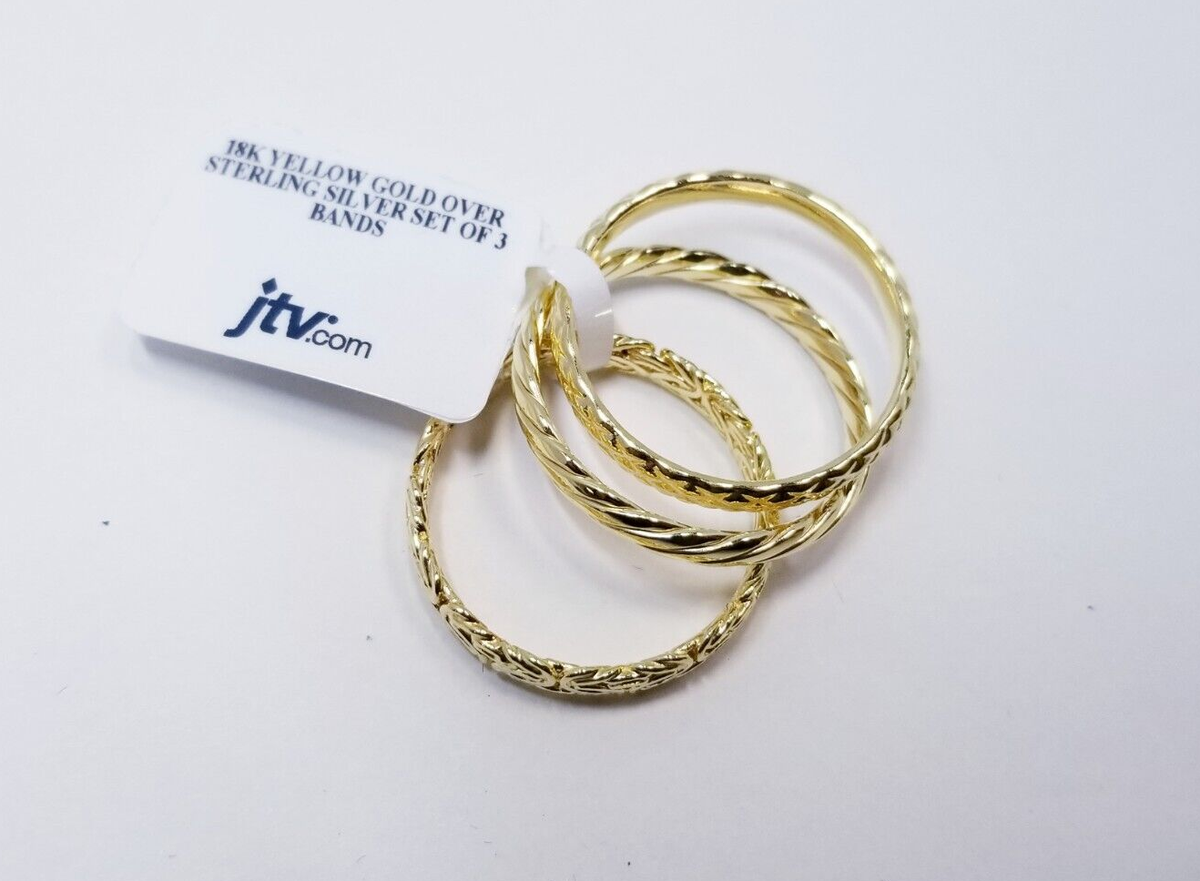 JTV 18K Yellow Gold Over Sterling Silver Set of Bands AG185A Sz 12 - Main Image
