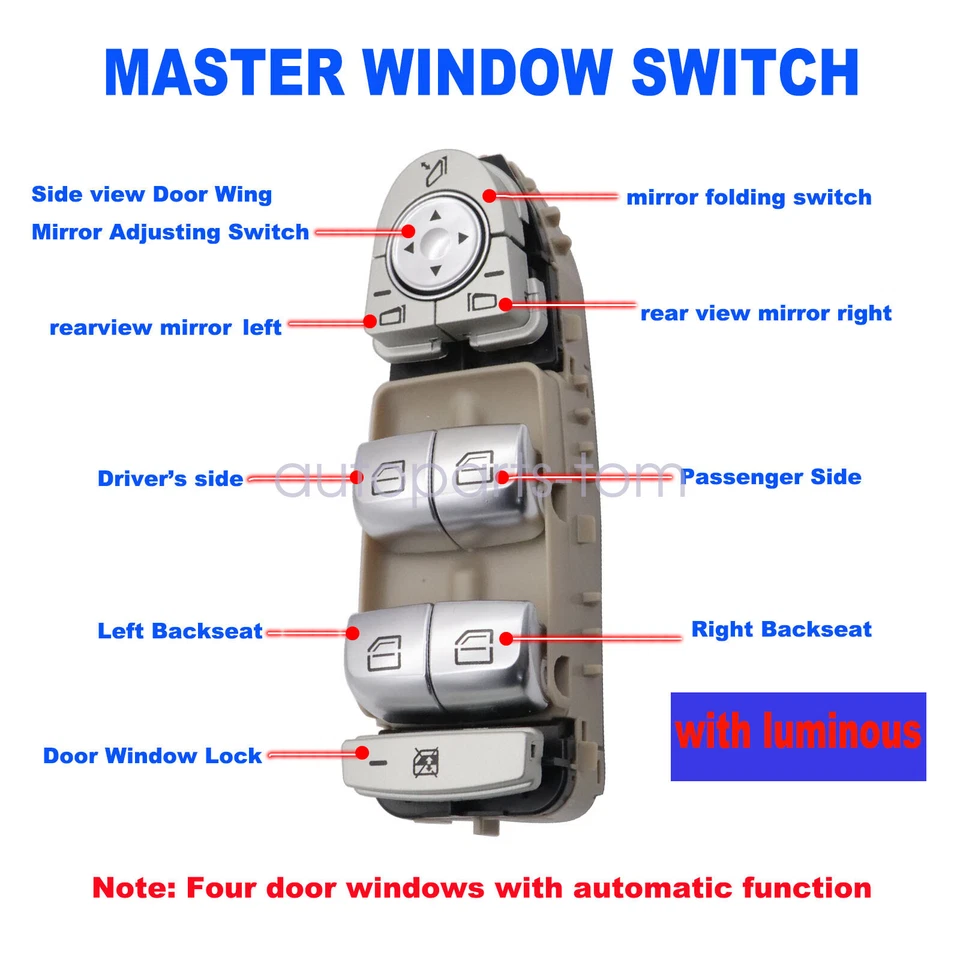 前左主电源窗开关 2229056800 适用于梅赛德斯奔驰 C300 GLC300 — 第 2/4 张图片