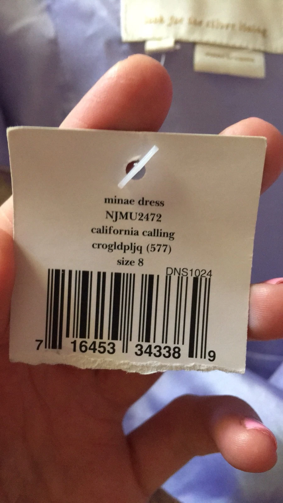 NWT Kate Spade New York Minae Lavender Lilac Purple G Dress Size 8 $448