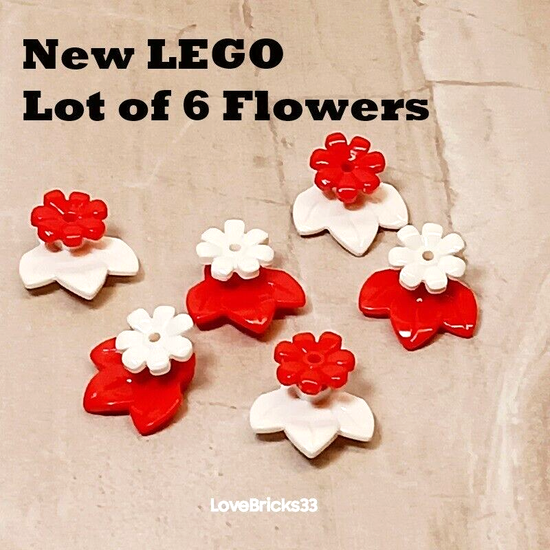 New LEGO Flower Set Garden Petals RED WHITE Wedding Bride Groom