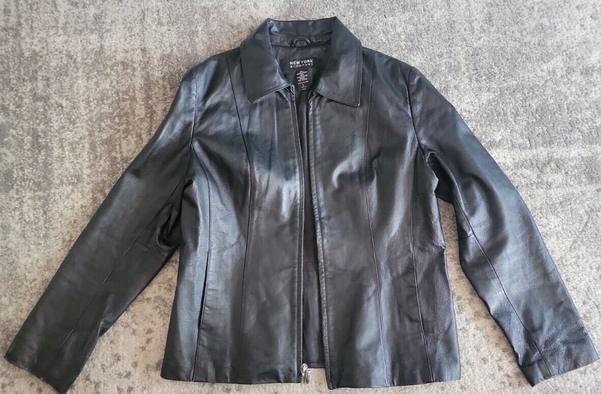 Large Womens New York & Company Black Leather Jacket | eBay Large Womens New York & Company Black Leather Jacket | eBay