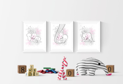 Disney Dumbo Aquarell 3er Set Drucke Wandbild Poster Bild