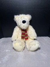 Dakin Polar Bear Plush Long Snout Cream Shaggy Teddy Stripe Scarf 15" Toy Lovey