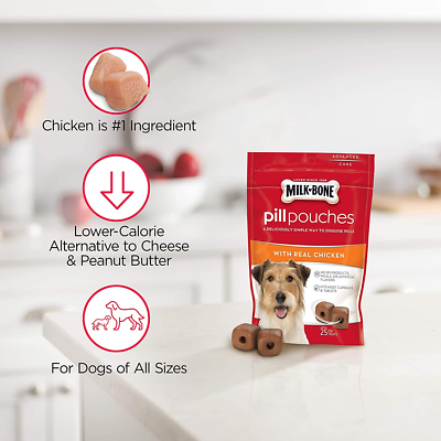 Milk-Bone Pill Pouches Dog Treats, Real Chicken Flavor, Ounce
