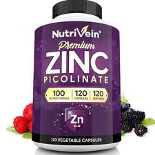 Nutrivein Zinc Picolinate 100mg - 120 Capsules - Immunity Defense Max Strength