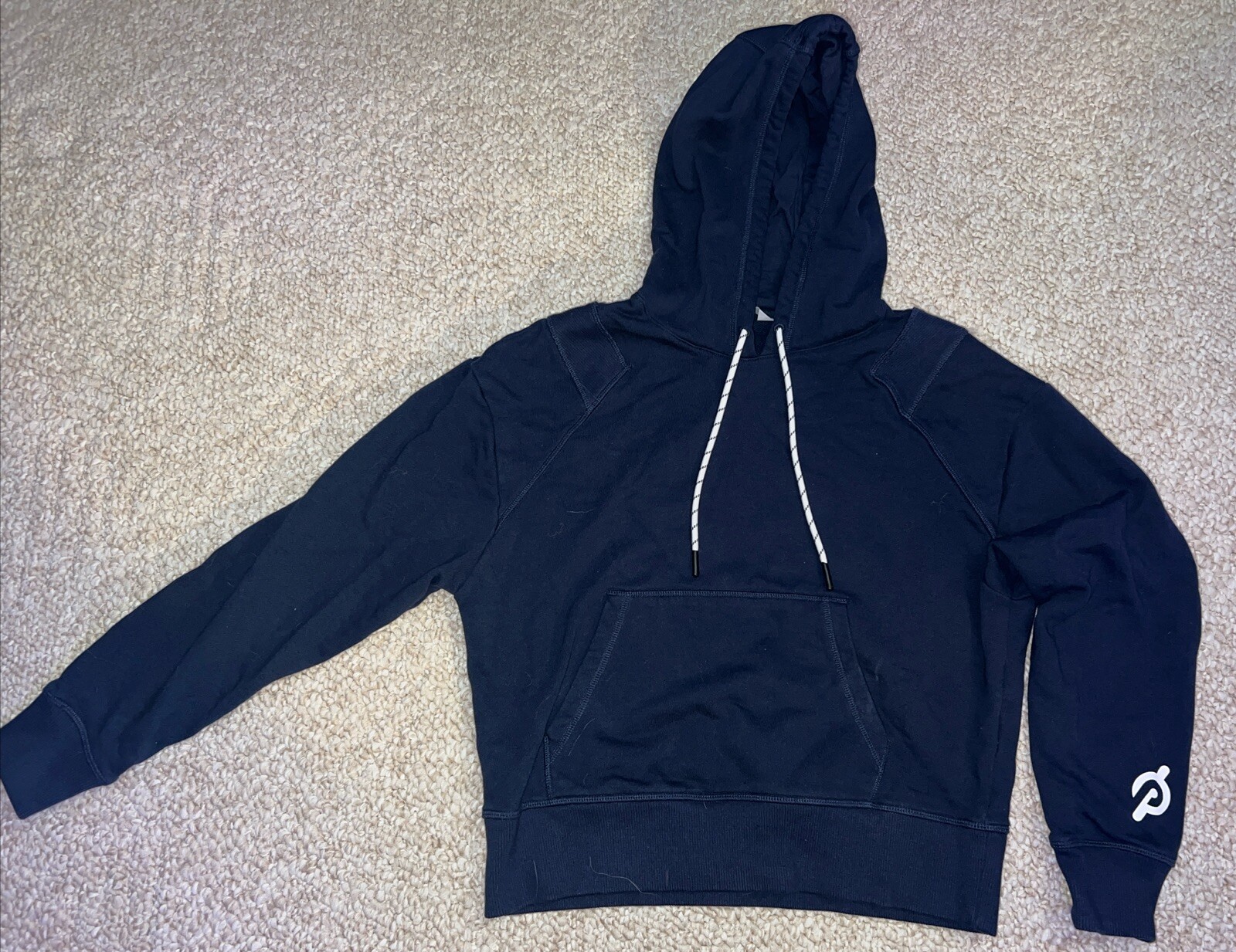 Peloton Rib Insert Pullover Hoodie Sweatshirt Nav… - image 1