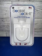 NEW Socket Lock-It, Adhesive Card Holder  Phone Grip Holder in One SEALED White
