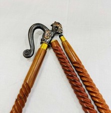 Antique Dragon Style Head Handle Victorian Wooden Walking Stick Cane For Unisex